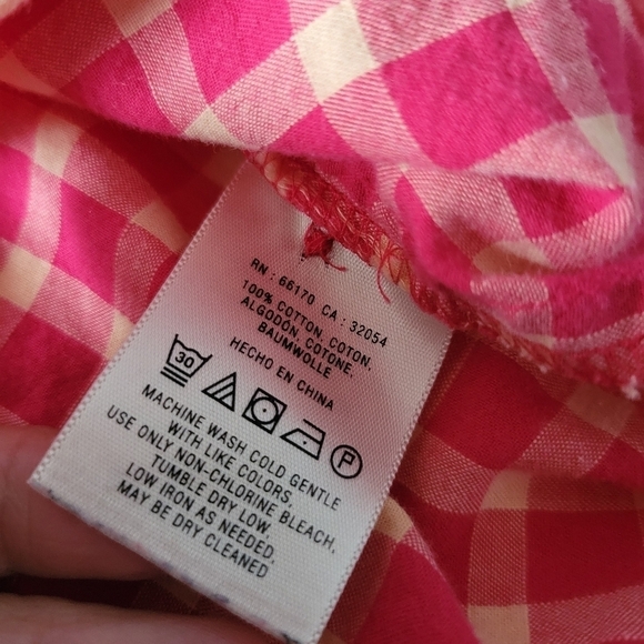 Holding Horses Gingham Ruffle Roll-tab Sleeve Button-down Shirt Size 4 Pink - Picture 7 of 13